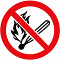 Symbol: Holdes væk fra åben ild og gløder (tændstik)